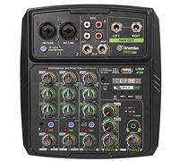 Mezclador de audio portátil de 4 canales, mezclador de DJ profesional con interfaz USB Bluetooth, efectos MP3 para teléfono inteligente, grabación de PC, juegos y canto (FR-GO 4 canales)
