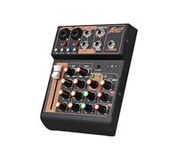 Mezclador de audio portátil de 4 canales para DJ, mini consola de mezcla de sonido con USB, Bluetooth, alimentación fantasma de 48 V, ecualizador de 3 bandas, botón de bucle