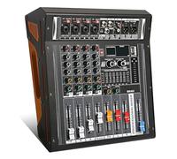 Mezclador de Audio Profesional 4 Canales Mesa Mezclas Amplificada 2 * 300w para Escenarios y Eventos, 99 DSP Efecto Dj Mixer Audio con Usb Bluetooth MP3 Mesa Sonido con Amplificador