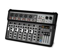 Mezclador de Audio Profesional, 7 Canales, Consola de Mezcla con Interfaz de Sonido, DSP 16-Bit, Bluetooth, Efecto Phantom +48V para Karaoke, Estudio y Grabación