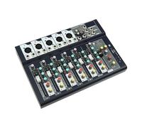 Mezclador de audio profesional, 7 canales estéreo, mesa de mezclas con ecualizador de triple frecuencia, mezclador de audio con entrada de 48 V, alimentación fantasma para grabación, DJ, escenario,