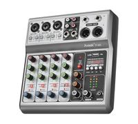 Mezclador de audio profesional Aveek, Sound Board Mixing Console with Bluetooth USB digital de 5 canales, entrada 48V Phantom Power Mezcladores de DJ estéreo para grabación