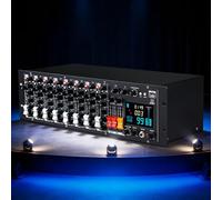 Mezclador de audio profesional con preamplificadores de 9 canales, pantalla digital, entrada MP3, Bluetooth, efectos DSP integrados y alimentación fantasma de 48 V para transmisión