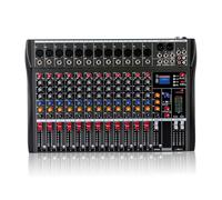 Mezclador de audio profesional de 12 canales, consola estéreo USB Bluetooth, pantalla LCD para grabación, DJ, escenario, karaoke, transmisión en vivo, 48 V Phantom Power
