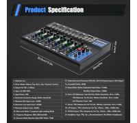 Mezclador de audio profesional de 7 canales, mesa de mezclas, mezclador de audio, ideal para reuniones familiares, karaoke y actividades de Dj