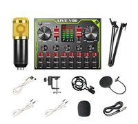 Mezclador de audio profesional, grabación de música, juego de audio, cambiador de voz, tarjeta de sonido en vivo, tablero mezclador de efectos múltiples con luz LED, modo coro (E)