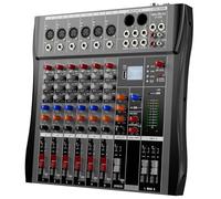 Mezclador de audio profesional para DJ - Nuevo mezclador de sonido BAXS con driver Bluetooth de 6 canales, interfaz USB, 6 entradas de micrófono/línea XLR, AUX, reproductor de MP3 con procesador FX