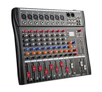 Mezclador de Audio Profesionalde 8 Canales Interfaz de Audio Mesa de Mezclas, Mesa Mezclas Dj Mixer Audio con FX/BT/USB/MP3, Mesa de Sonido Tabla de Mezclas Dj Consola de Audio Digital Controlador Dj