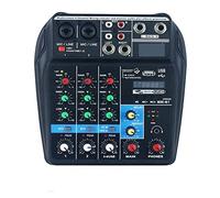 Mezclador de audio, Professional studio 4 Channels Mixer Audio Interface USB Bluetooth Sound Mixing Console 48V Phantom Power Card(E-U)