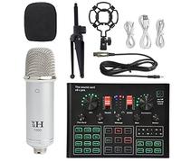 mezclador de audio, PUNDISO Equipo de equipo Tarjeta de sonido Transmisión en vivo Conjunto completo de V8 Live Broadcast Set BM800 Micrófono Fácil de usar y controlar, compatible con PC (Color : 16