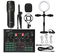 Mezclador de audio, PUNDISO Equipo de equipo Tarjeta sonido Transmisión en vivo Conjunto completo V8 Live Broadcast Set BM800 Micrófono(5)