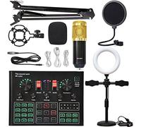 Mezclador de audio, PUNDISO Equipo de equipo Tarjeta sonido Transmisión en vivo Conjunto completo V8 Live Broadcast Set BM800 Micrófono(7)