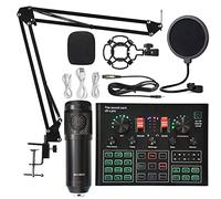 Mezclador de audio, PUNDISO Equipo de equipo Tarjeta sonido Transmisión en vivo Conjunto completo V8 Live Broadcast Set BM800 Micrófono(2)