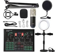 Mezclador de audio, PUNDISO Equipo de equipo Tarjeta sonido Transmisión en vivo Conjunto completo V8 Live Broadcast Set BM800 Micrófono(9)