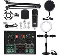 Mezclador de audio, PUNDISO Equipo de equipo Tarjeta sonido Transmisión en vivo Conjunto completo V8 Live Broadcast Set BM800 Micrófono(11)