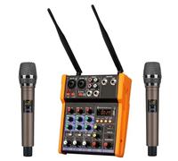 Mezclador de audio, Woopker Consola mezcladora de audio 4 canales con micrófono inalámbrico Mezclador sonido Entrada USB DJ Para karaoke(Orange Set)