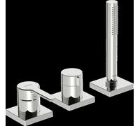 Mezclador de bañera HANSA HANSARONDA, juego preparado, con dispositivo de seguridad, roseta cuadrada, 3 agujeros, 03419483