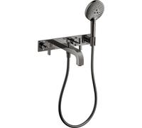 Mezclador de baño de 3 agujeros hansgrohe AXOR Citterio con asas en cruz, 39441330, Color: Cromo negro pulido