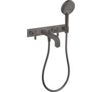 Mezclador de baño de 3 agujeros hansgrohe AXOR Citterio con asas en cruz, 39441340, Color: Cromo negro cepillado