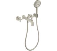 Mezclador de baño de 3 agujeros hansgrohe AXOR Citterio con asas en cruz, 39447800, Color: Óptica de acero inoxidable