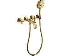 Mezclador de baño de 3 agujeros hansgrohe AXOR Citterio con asas en cruz, 39447990, Color: Óptica Oro Pulido