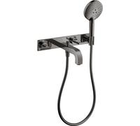 Mezclador de baño de 3 agujeros hansgrohe AXOR Citterio con manijas de palanca, 39442330, Color: Cromo negro pulido