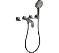 Mezclador de baño de 3 agujeros hansgrohe AXOR Citterio con manijas de palanca, 39448330, Color: Cromo negro pulido
