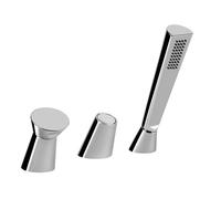 Mezclador de baño de tres orificios Gessi CONO, para caño de bañera con desviador, manguera de ducha de 1,50 m y cabezal de ducha anticalcáreo, 45043279, Color: Blanco CN