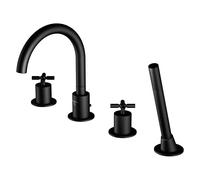Mezclador de baño Steinberg serie 250, 4 agujeros, giratorio, montaje en el borde de la bañera, proyección de 192 mm, 2502400S, Color: Negro