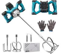 Mezclador de Cemento compatible con Makita batería 18V, 3200W mezclador de mortero de pintura, 6 Velocidades de Ajuste Hormigonera, para cemento, polvo de masilla, pintura (sin batería)