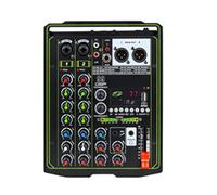 Mezclador de DJ, 99 DSP Effect Mixer 4 canales Portable 48V Phantom Power Monitor DJ Mixing Console for estudio profesional, Decks de DJ(Nero)