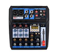Mezclador de DJ de 6 canales, interfaz de audio, consola de placa de sonido, USB/MP3/Bluetooth/DJ con interfaz digital de 48 V Phantom Power Stereo para transmisión de Youtube en vivo/PC/estudio de