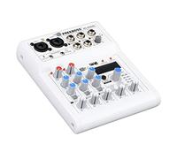Mezclador de DJ, interfaz de audio profesional de 4 canales con mezclador de DJ y tarjeta de sonido USB para computadora, entrada MP3, 48 V, chasis estéreo de acero para transmisión en vivo, PC,