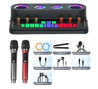 Mezclador de DJ, Live Broadcast Sound Card Au-dio Integrated Machine Home KTV Device Colorful Change of Voice With Mic for Phone(S20 Black Package 2)