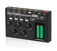 Mezclador de DJ, Mezclador de Audio Little Bear MX5 Mono/estéreo de 4 canales, mezclador de línea de ruido ultrabajo, medidor de nivel LED de 6,35/3,5mm for hogar/estudio