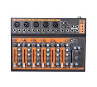 Mezclador de DJ, Mezclador de línea micrófono portátil 7 canales Consola mezcla EQ 3 bandas Interfaz USB 48V Phantom Power con adaptador corriente mezclador DJ