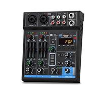 Mezclador de DJ, Mini mezclador de 4 canales, tarjeta de sonido DJ 16, consola de reducción de ruido de efectos digitales, grabación USB for cantar, Decks de DJ