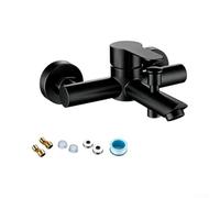 Mezclador de ducha de acero inoxidable negro para montaje en pared | Desviador de tres vías, interruptores de bañera y ducha, interruptor de dominadas, baño de doble uso, flujo suave