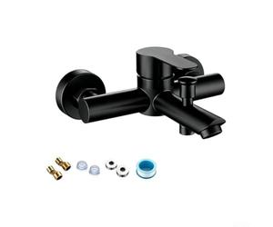 Mezclador de ducha de acero inoxidable negro para montaje en pared | Desviador de tres vías, interruptores de bañera y ducha, interruptor de dominadas, baño de doble uso, flujo suave