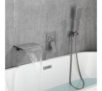 Mezclador de ducha de baño de cascada gris con cabezal de ducha montado en la pared y juego de manifiesto elegante grifo de baño para baños modernos Flujo ajustable LWX