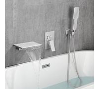 Mezclador de ducha de baño de cascada gris con cabezal de ducha montado en la pared y juego de manifiesto elegante grifo de baño para baños modernos Flujo ajustable LWX