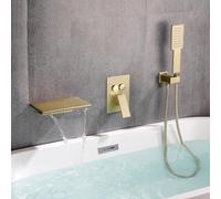 Mezclador de ducha de baño de cascada gris con cabezal de ducha montado en la pared y juego de manifiesto elegante grifo de baño para baños modernos Flujo ajustable LWX