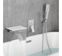 Mezclador de ducha de baño de cascada gris con cabezal de ducha montado en la pared y juego de manifiesto elegante grifo de baño para baños modernos Flujo ajustable LWX