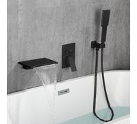 Mezclador de ducha de baño de cascada gris con cabezal de ducha montado en la pared y juego de manifiesto elegante grifo de baño para baños modernos Flujo ajustable LWX