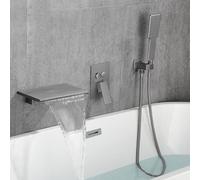 Mezclador de ducha de baño de cascada gris con cabezal de ducha montado en la pared y juego de manifiesto elegante grifo de baño para baños modernos Flujo ajustable LWX