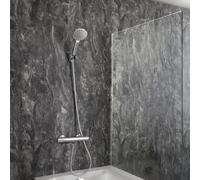 Mezclador de Ducha Termostático en Barra Redondo Moderno Completo con Telefonillo - Cromado - Elsie