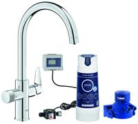Grohe Blue Pure BauCurve - Grifo para fregadero de cocina, con filtro de 5 etapas, tamaño S y cuentalitros, cromo