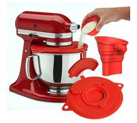 Mezclador de harina, protección contra salpicaduras, compatible con KitchenAid 3 en 1, accesorio de batidora con vaso medidor plegable, embudo de harina grande para mezclador Kitchen Aid (3 en 1, rojo