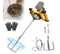 Mezclador de hormigón inalámbrico compatible con batería Dewalt de 20 V, batidora eléctrica sin escobillas de 6 velocidades con 2 varillas de agitación para mezclar masilla de pegamento de pintura de