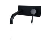 Mezclador de latón con doble manija for montaje en pared, grifo empotrado agua caliente y fría cobre(Black)